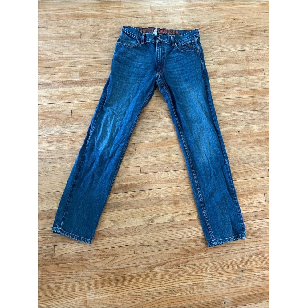 Harley Davidson 32x34 Classic Men's Blue Denim Jeans Casual Straight Fit